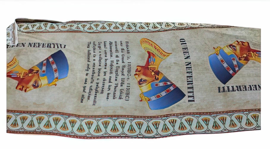 -Pharaonic print chiffon veil
