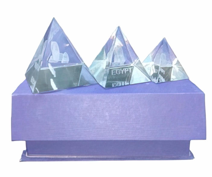 -Laser-cut crystal pyramid set in various shapes