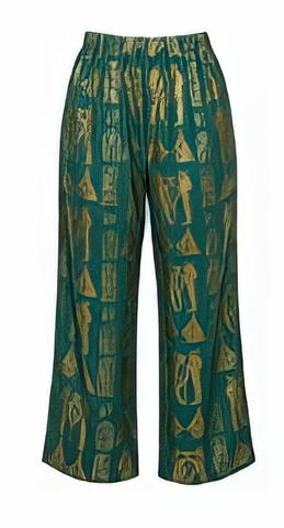 -Pharaonic Pattern Teal Pants