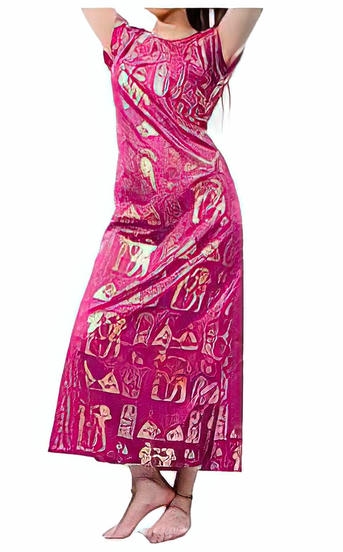 -Pharaonic abaya with printed shapes and colors