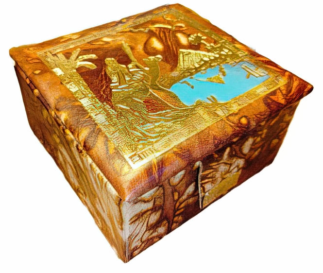 -Square leather box with various shapes and colors, 8 x 8 cm