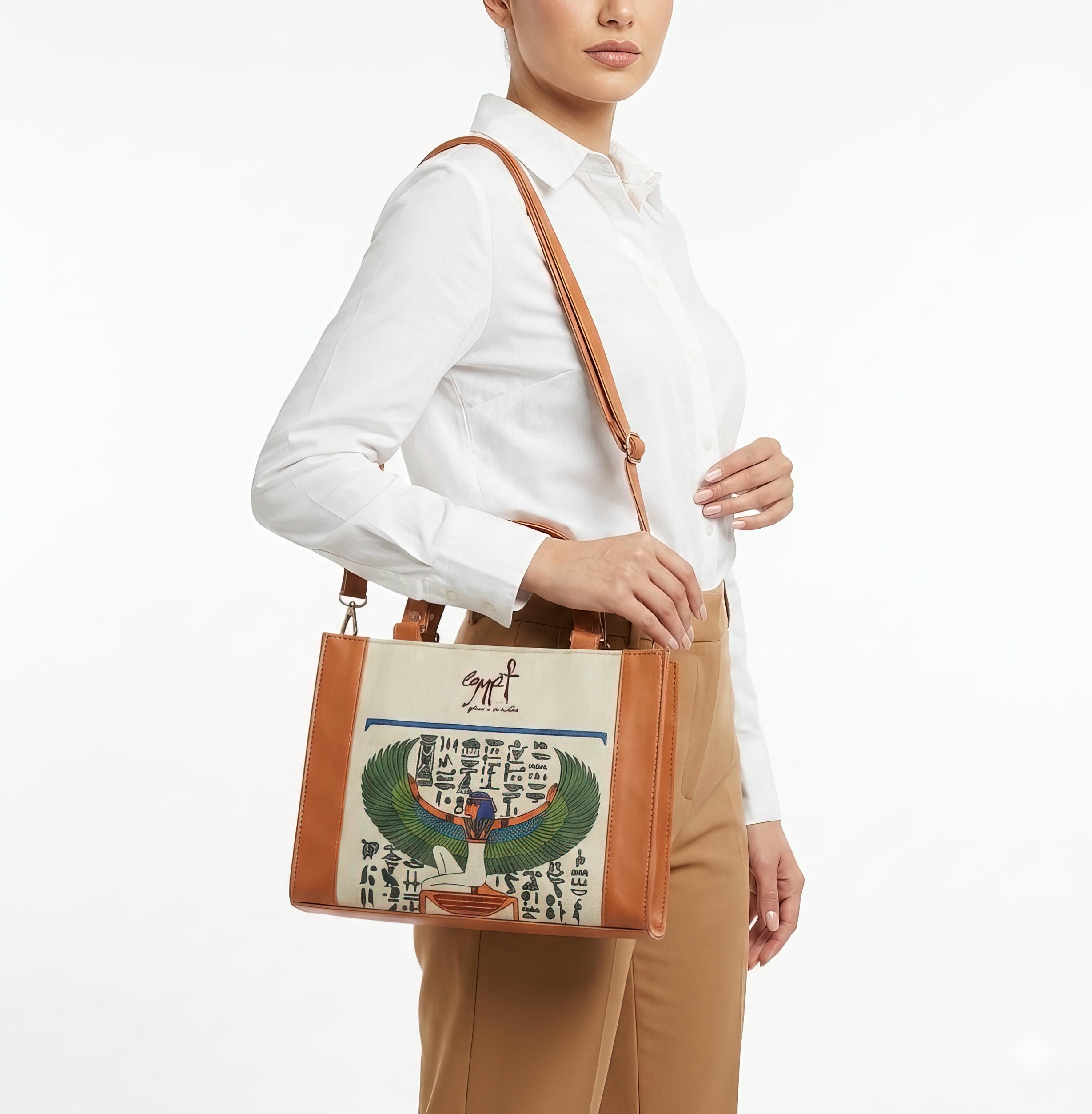 -Pharaonic Women Leather-linen Handbag Assorted Designs
